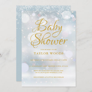Invitation Premier Baby shower d'hiver de Snowflakes / Saupou