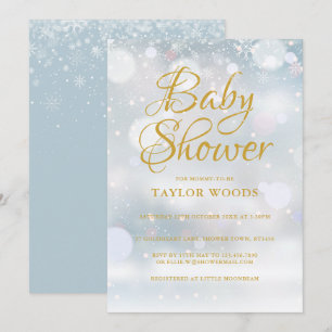 Invitation Premier Baby shower d'hiver des flocons de neige /