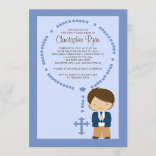 Invitation Premier bleu de garçon d'invitation de communion