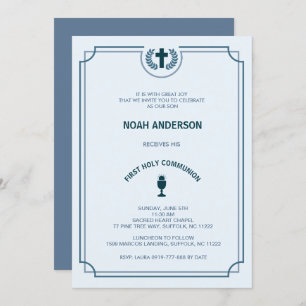 Invitation Premier bleu d'invitation de la sainte communion