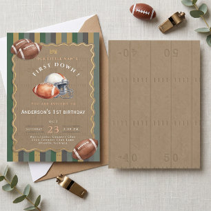 Invitation Premier Down Editable Vintage Football 1er Anniver