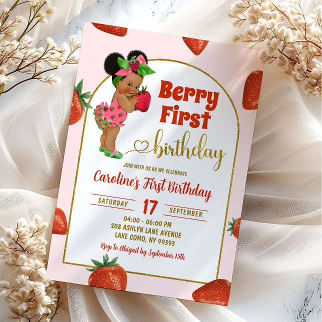 Invitation Premier été de Berry Premier anniversaire Fraise (Créateur téléchargé)