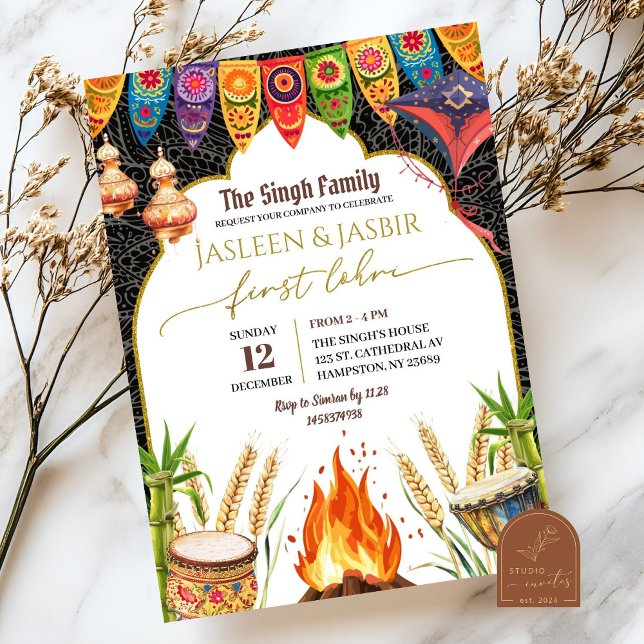 Invitation Premier feu de joie Lohri de mariage indien (Créateur téléchargé)