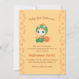 Invitation Premier Halloween Baby mignonne Dragon Dinosaure P