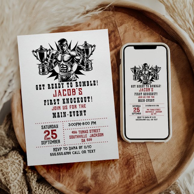 Invitation Premier Knockout Boxing Anniversaire (Créateur téléchargé)