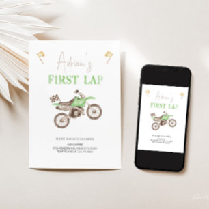 Invitation Premier LAP Green Dirt Vélo Anniversaire Invitatio