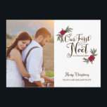 Invitation Premier Noël Nouveaux mariés Fêtes Multi-Carte pho<br><div class="desc">Célébrez votre premier Noël en tant que nouveau mariés - une carte de Noël avec la chambre pour partager une photo de mariage portrait sur le devant et une photo de paysage plein saigné sur le dos. Et il fait office de faire-part matrimoniale. Ces Cartes de Noël sont ornées de...</div>