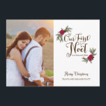 Invitation Premier Noël Nouveaux mariés Fêtes Multi-Carte pho<br><div class="desc">Célébrez votre premier Noël en tant que nouveau mariés - une carte de Noël avec la chambre pour partager une photo de mariage portrait sur le devant et une photo de paysage plein saigné sur le dos. Et il fait office de faire-part matrimoniale. Ces Cartes de Noël sont ornées de...</div>