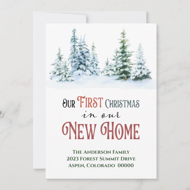 Invitation Premier Noël Nouvelle Maison Pour Les Vacances En  (Devant)