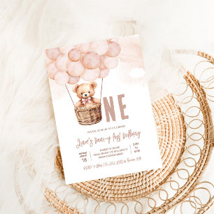 Invitation Premier ours en peluche garçon Boho 1er anniversai