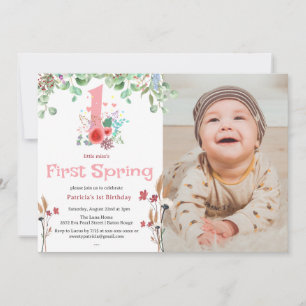 Invitation Premier printemps Floral Little Miss Onederful 1er