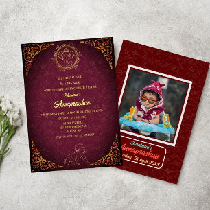 Invitation Premier Riz "Annaprashan" Photo indienne Baby