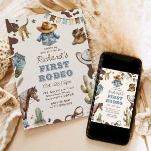 Invitation Premier rodéo 1er anniversaire Cow-boy occidental 