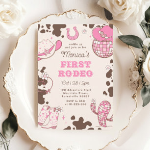 Invitation Premier rodéo 1er anniversaire wild West rose fill