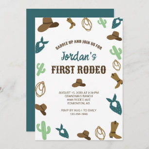 Invitation Premier Rodéo Anniversaire 1er Cowboy Cute Western