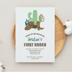Invitation Premier Rodéo Anniversaire 1er Cowboy Cute Western