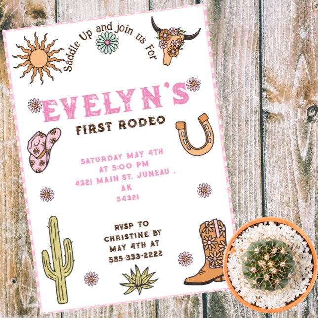 Invitation Premier Rodéo Anniversaire Cow-Boy Boho Western  (Créateur téléchargé)
