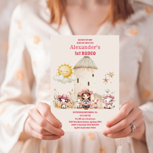 Invitation Premier Rodéo Anniversaire Fille Rustique Cowgirl