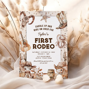 Invitation Premier Rodéo Cowboy Enfants 1er Anniversaire Invi