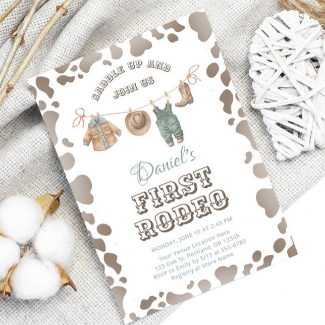 Invitation Premier Rodéo Cowboy Vêtements Western Boy Anniver (Créateur téléchargé)