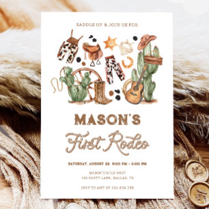 Invitation Premier Rodeo Cowboy Wild West Boy Anniversaire