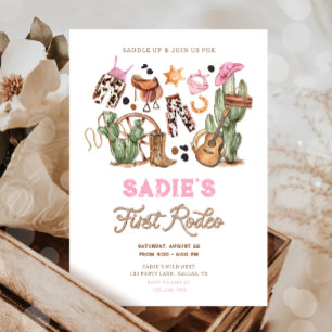 Invitation Premier Rodéo Cowboy Wild West Western Girl Annive