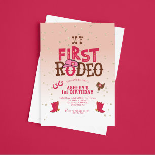 Invitation Premier Rodéo Cowgirl Peach 1er Anniversaire