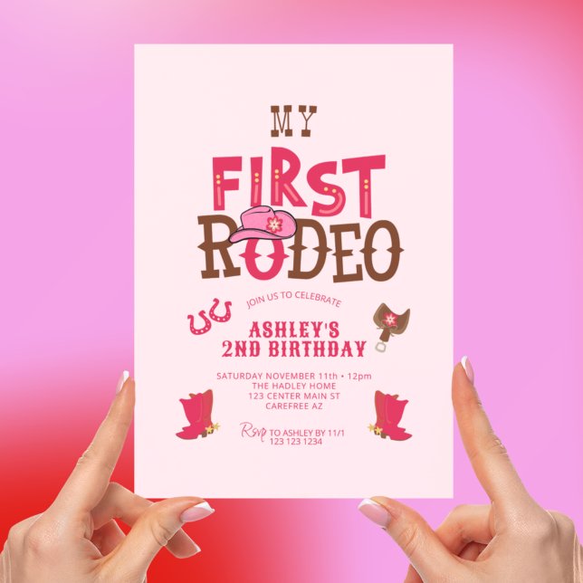Invitation Premier Rodeo Cowgirl rose 2e anniversaire (Créateur téléchargé)