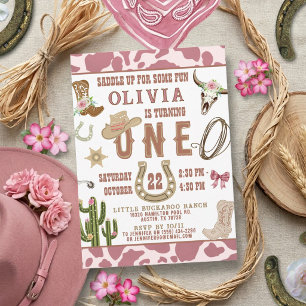 Invitation Premier Rodéo Cowgirl Western Rose 1er Anniversair