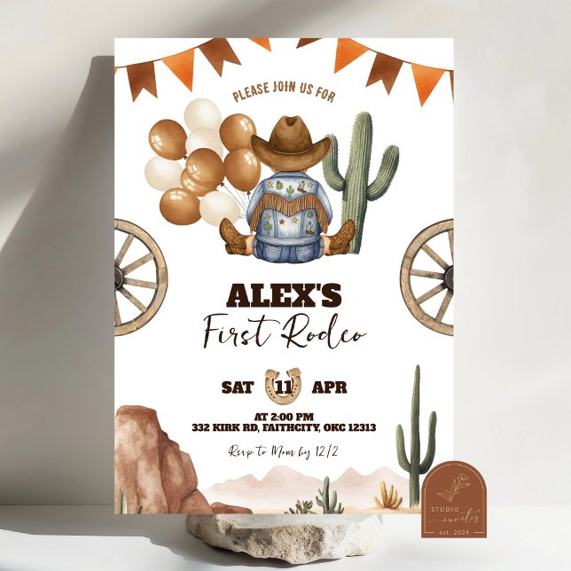 Invitation Premier Rodéo de Cow-boy Mexicain Espagnol de l'Ou (Créateur téléchargé)
