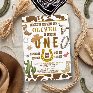 Invitation Premier Rodéo Fête d'anniversaire Cowboy Western G
