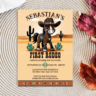 Invitation Premier Rodeo mignon cowboy cheval d'anniversaire