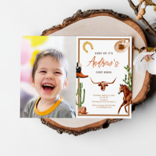 Invitation Premier Rodéo moderne Southern Cowboy Photo Annive