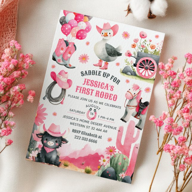 Invitation Premier Rodéo Silly Goose Cowgirl Western Annivers (Créateur téléchargé)