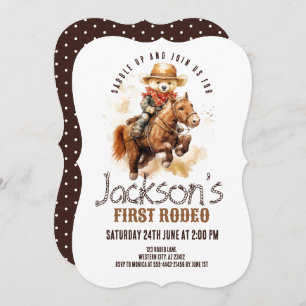 Invitation Premier Rodéo Teddy Bear Cheval Boy Premier annive