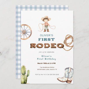 Invitation Premier Rodéo Western Baby Boy Anniversaire