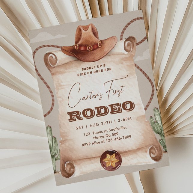Invitation Premier Rodéo Western Cowboy Brun de l'Ouest (Créateur téléchargé)