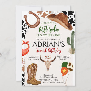 Invitation Premier Rodéo Western Cowboy Deuxième anniversaire