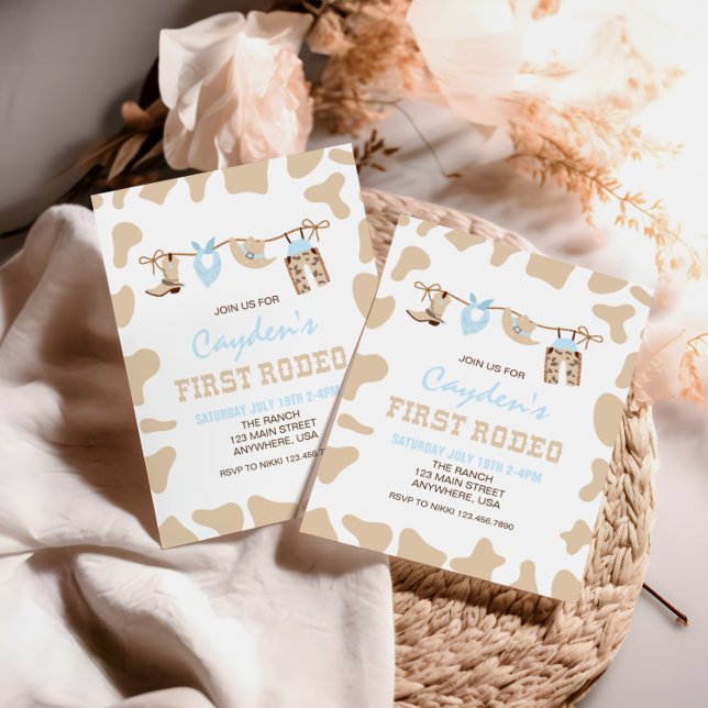 Invitation Premier Rodéo Western Cowboy Pastel 1er Anniversai (Créateur téléchargé)