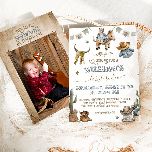 Invitation Premier rodéo Wild West Boy 1er anniversaire (Créateur téléchargé)