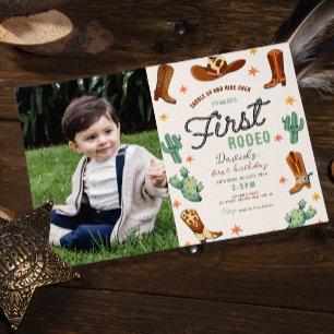 Invitation Premier rodéo Wild West Boy 1er Anniversaire Photo