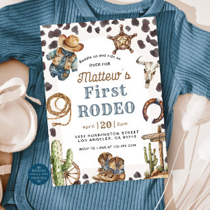 Invitation Premier Rodéo Wild West Cowboy Anniversaire