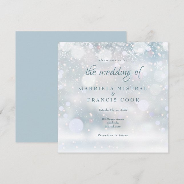 Invitation Premier Snowflakes Mariage d'hiver (Devant / Derrière)