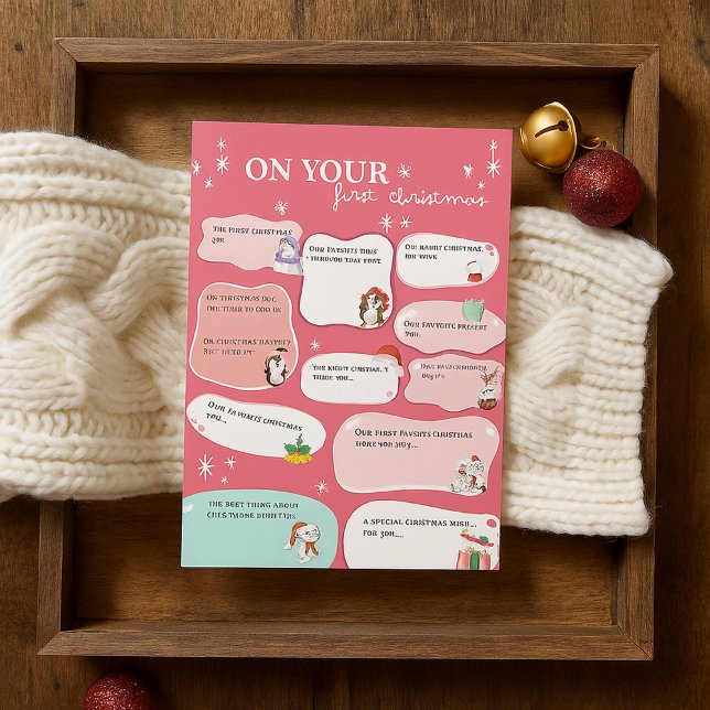 Invitation Premier souvenir de Noël pour bébé rose mou (Créateur téléchargé)