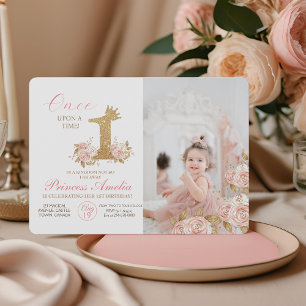 Invitation Premier Sparkle Crown Princesse 1er anniversaire
