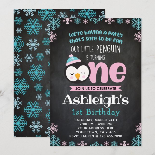 Invitation Premier tableau d'invitation d'anniversaire de (Devant / Derrière)