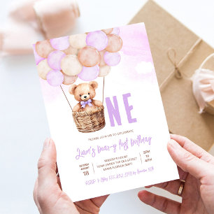 Invitation Premier Teddy Bear Boho 1er Anniversaire