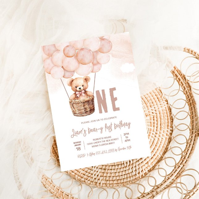 Invitation Premier Teddy Bear Boho 1er Anniversaire (Créateur téléchargé)
