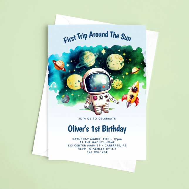 Invitation Premier Tour Autour du Soleil 1er Anniversaire (Créateur téléchargé)