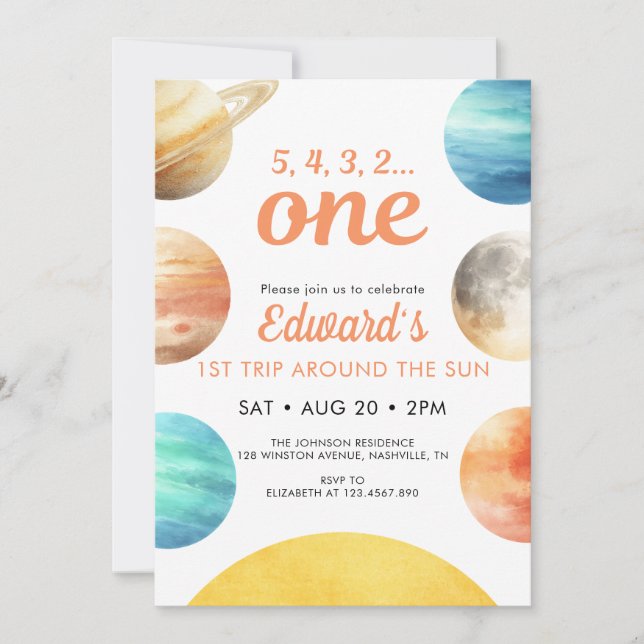 Invitation Premier Tour Autour Du Soleil Espace 1er Anniversa (Devant)